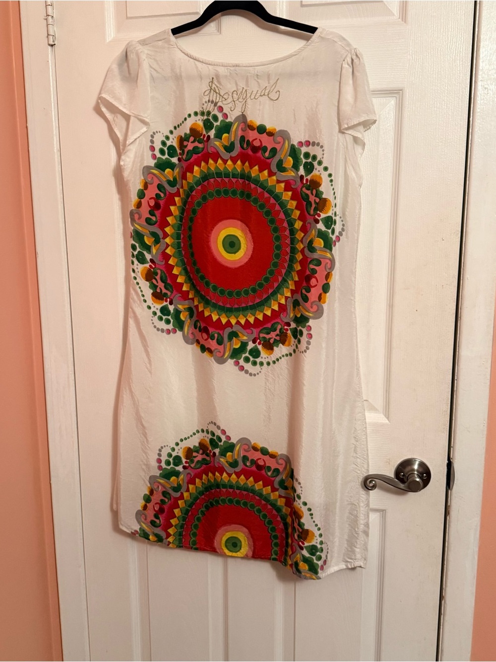 Desigual White Midi Dress with Bright Multicolor Mandalas - Picture 8 of 11